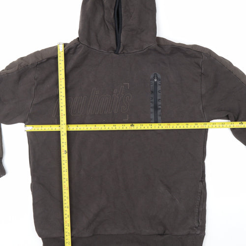 C&A Boys Brown Pullover Hoodie 14 Years Cotton Blend New Limits Design