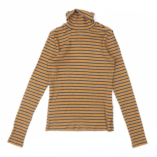 Levi's Women's Brown Striped Roll Neck Long Sleeve Top XS