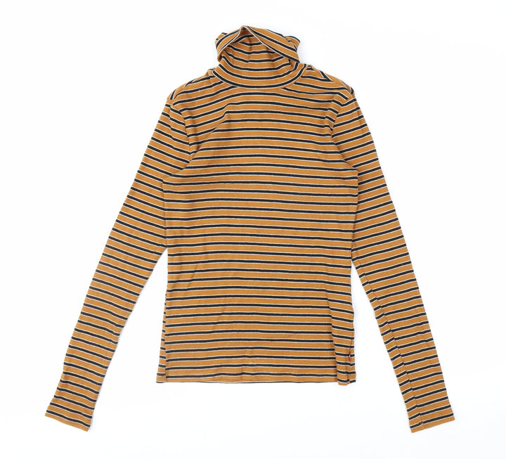 Levi's Women's Brown Striped Roll Neck Long Sleeve Top XS