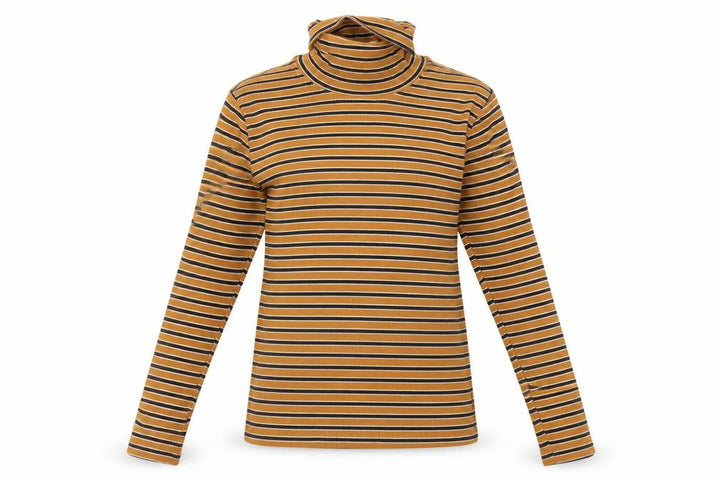 Levi's Women's Brown Striped Roll Neck Long Sleeve Top XS