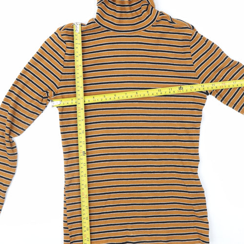 Levi's Women's Brown Striped Roll Neck Long Sleeve Top XS