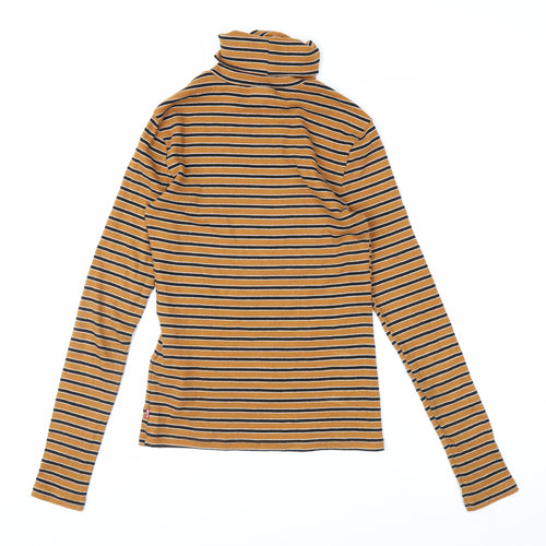 Levi's Women's Brown Striped Roll Neck Long Sleeve Top XS