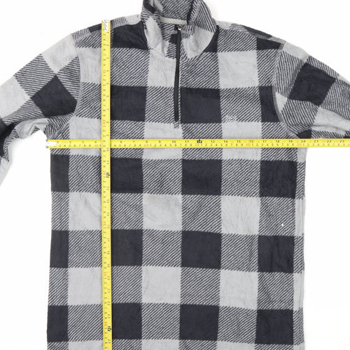 Chaps Men's Grey Check Fleece 1/4 Zip Pullover Sweatshirt M
