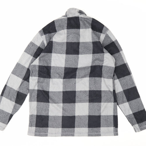 Chaps Men's Grey Check Fleece 1/4 Zip Pullover Sweatshirt M