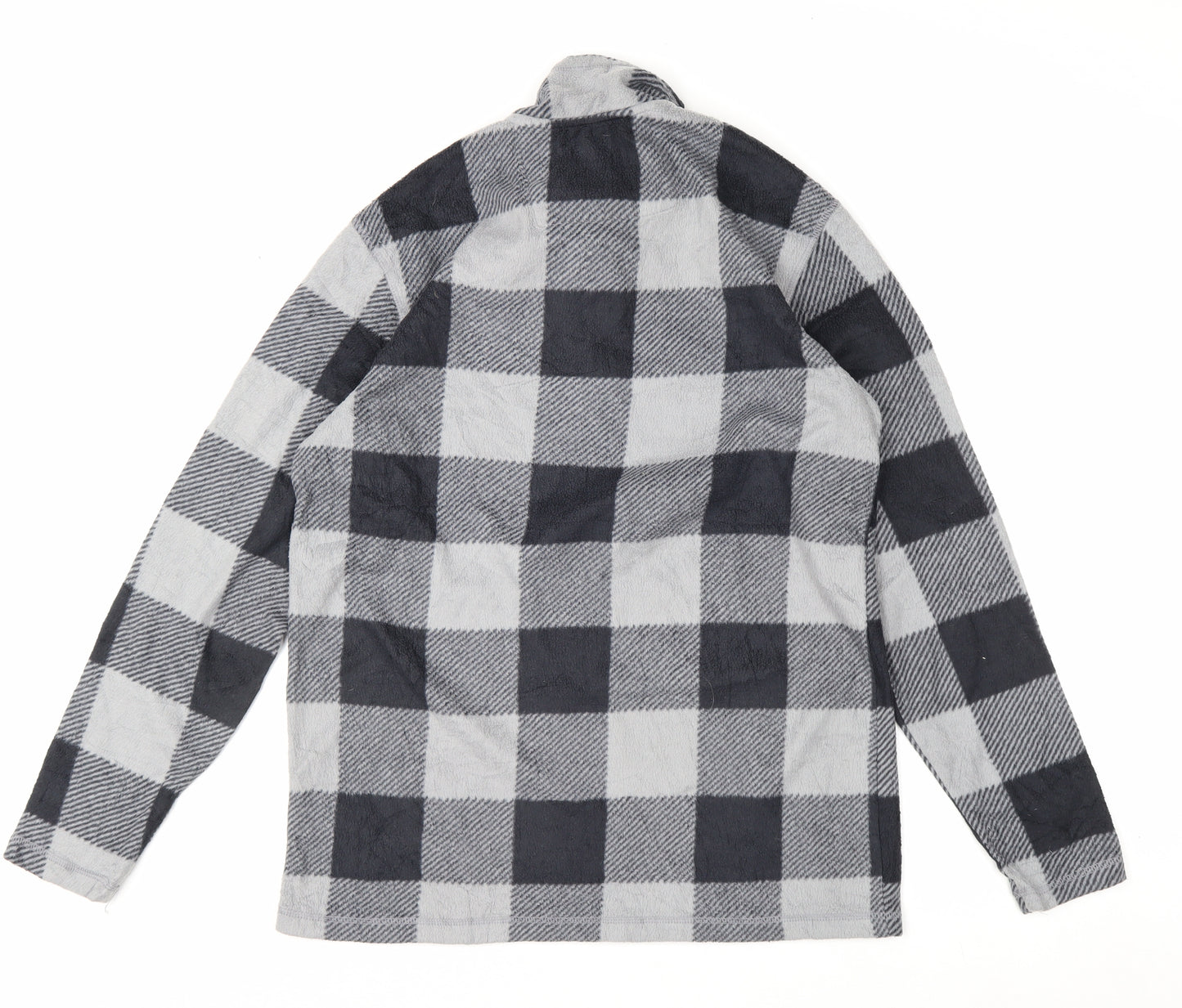 Chaps Men's Grey Check Fleece 1/4 Zip Pullover Sweatshirt M