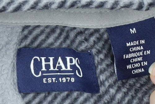 Chaps Men's Grey Check Fleece 1/4 Zip Pullover Sweatshirt M
