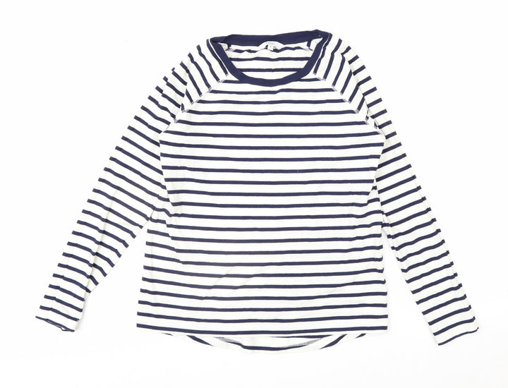 Next Women's Blue Striped Long Sleeve Cotton T-Shirt Size 8