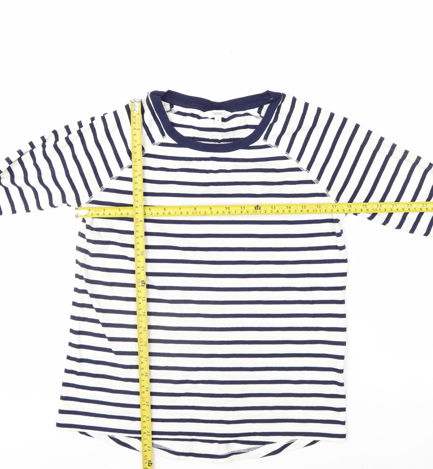 Next Women's Blue Striped Long Sleeve Cotton T-Shirt Size 8