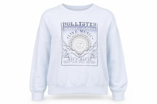 Front view of Hollister Women’s Blue Crew Neck Pullover Sweatshirt, size S