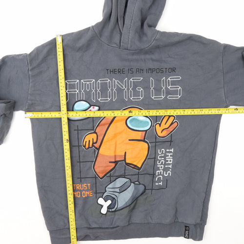 Marks and Spencer Boys Grey Among Us Pullover Hoodie 14-15 Years Cotton Blend