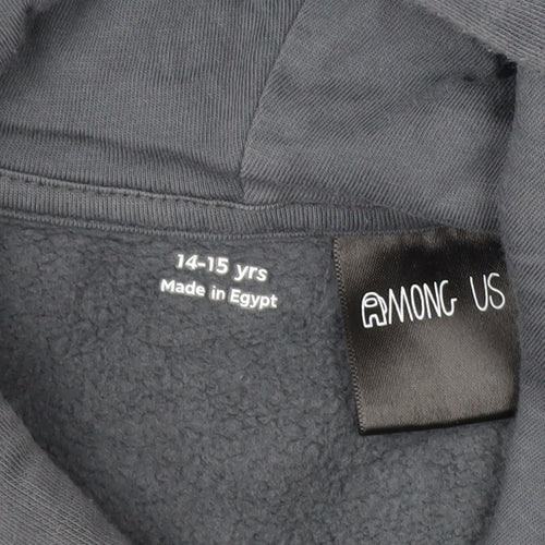 Marks and Spencer Boys Grey Among Us Pullover Hoodie 14-15 Years Cotton Blend