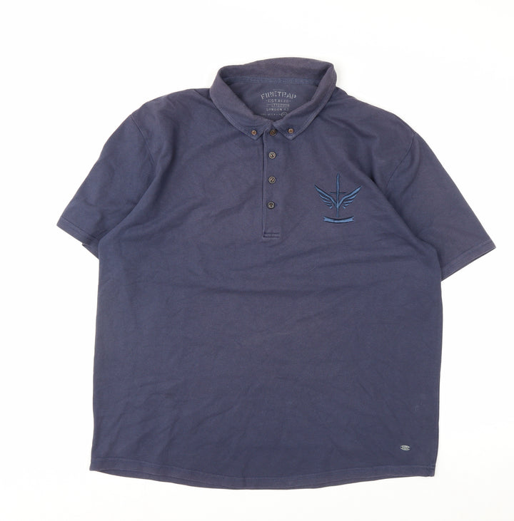 Firetrap Men's Blue 2XL Button-Down Collared Cotton Polo Shirt