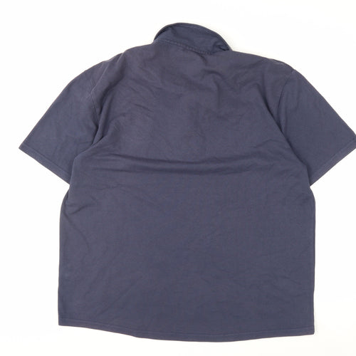 Firetrap Men's Blue 2XL Button-Down Collared Cotton Polo Shirt