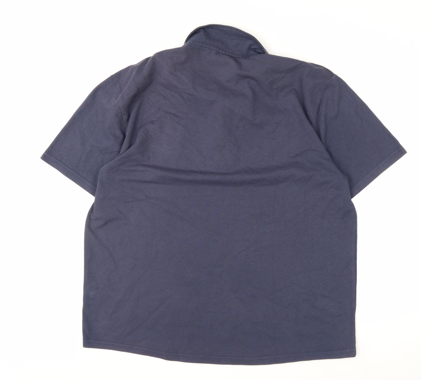 Firetrap Men's Blue 2XL Button-Down Collared Cotton Polo Shirt