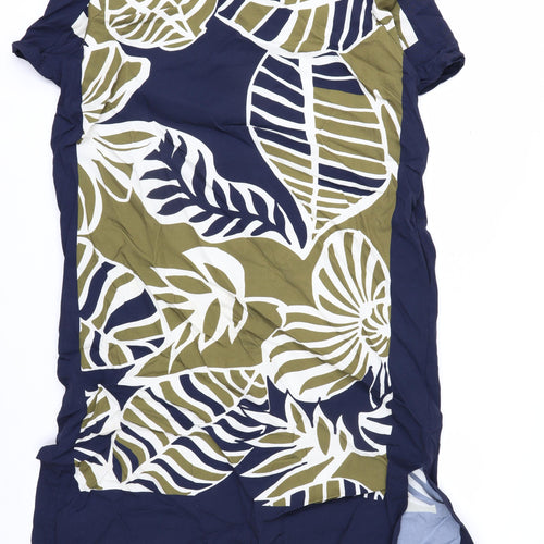 Jaeger Women’s Blue Tropical Shirt Dress Size 12 Midi Viscose
