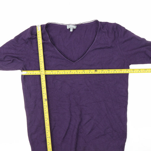 Marks and Spencer Per Una Women’s Purple V-Neck 3/4 Sleeve Knit Jumper Size 14