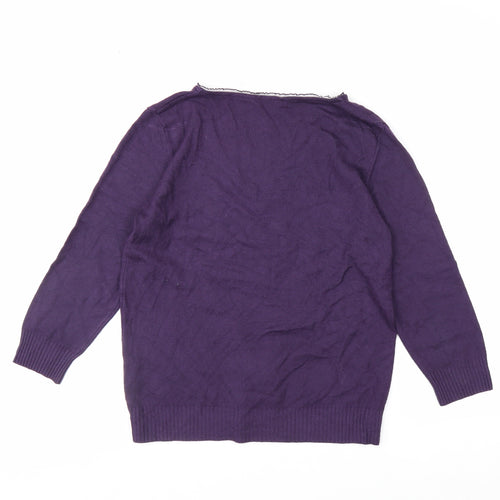 Marks and Spencer Per Una Women’s Purple V-Neck 3/4 Sleeve Knit Jumper Size 14