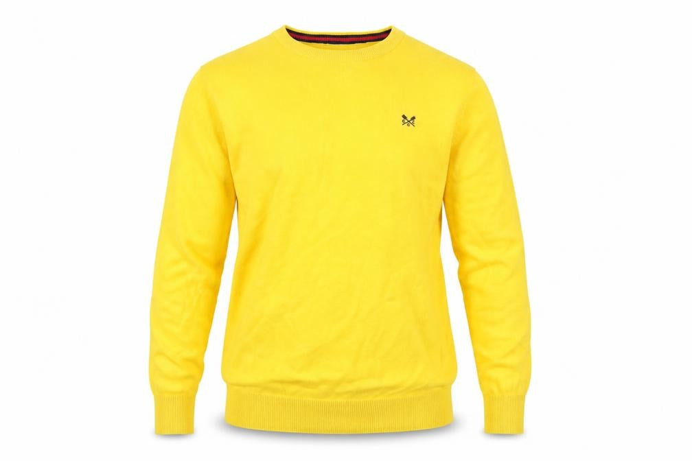 Crew Clothing Company Men's Yellow Cotton Crew Neck Pullover Jumper M