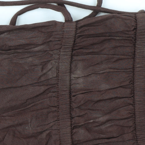 Marks and Spencer Women Brown Cotton A-Line Knee Length Dress Size 10