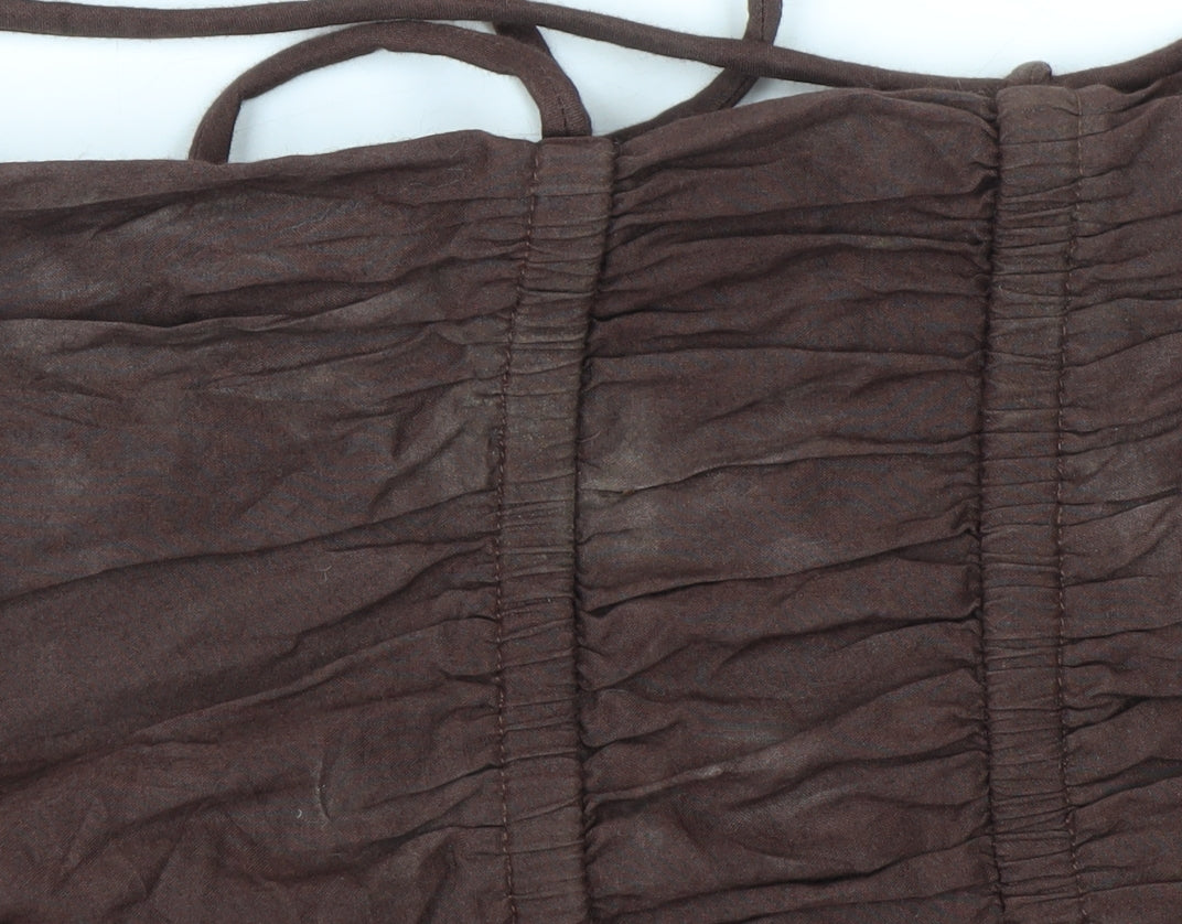 Marks and Spencer Women Brown Cotton A-Line Knee Length Dress Size 10