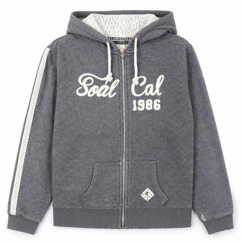 SoulCal & Co Men's Grey Full Zip Hoodie L Lace Trim 1986 Logo