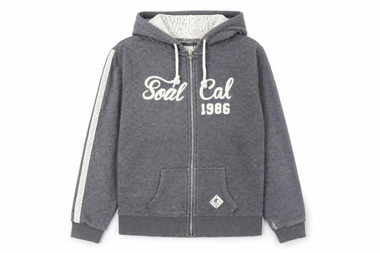 SoulCal & Co Men's Grey Full Zip Hoodie L Lace Trim 1986 Logo