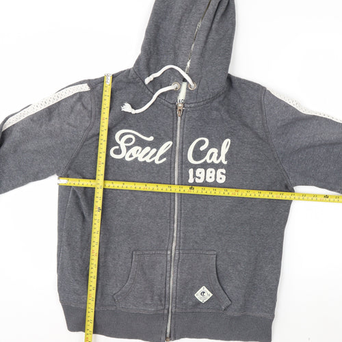 SoulCal & Co Men's Grey Full Zip Hoodie L Lace Trim 1986 Logo