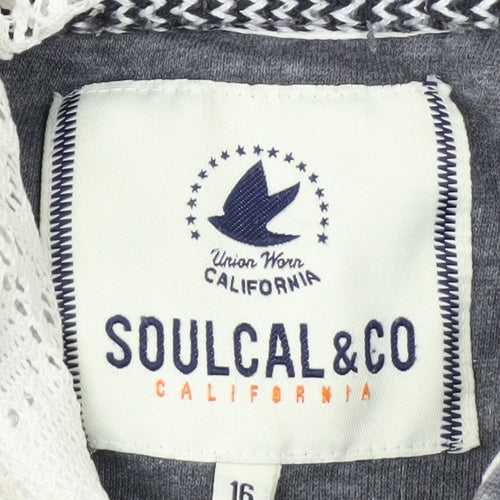 SoulCal & Co Men's Grey Full Zip Hoodie L Lace Trim 1986 Logo
