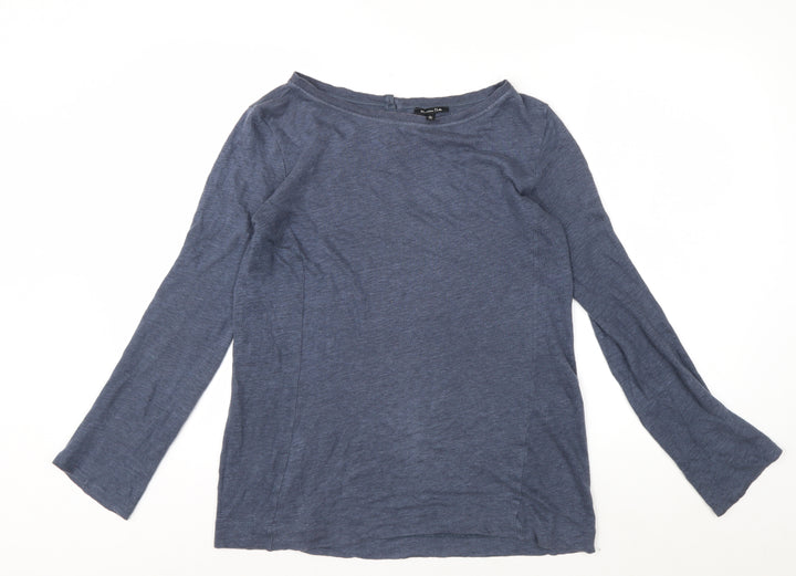 Massimo Dutti Men's Blue Long Sleeve Cotton Casual Top L