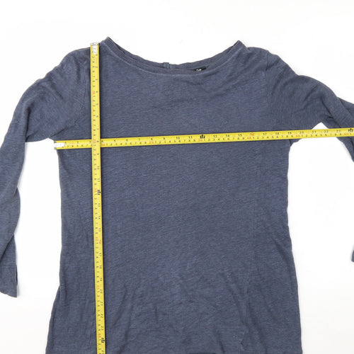 Massimo Dutti Men's Blue Long Sleeve Cotton Casual Top L