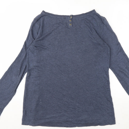 Massimo Dutti Men's Blue Long Sleeve Cotton Casual Top L