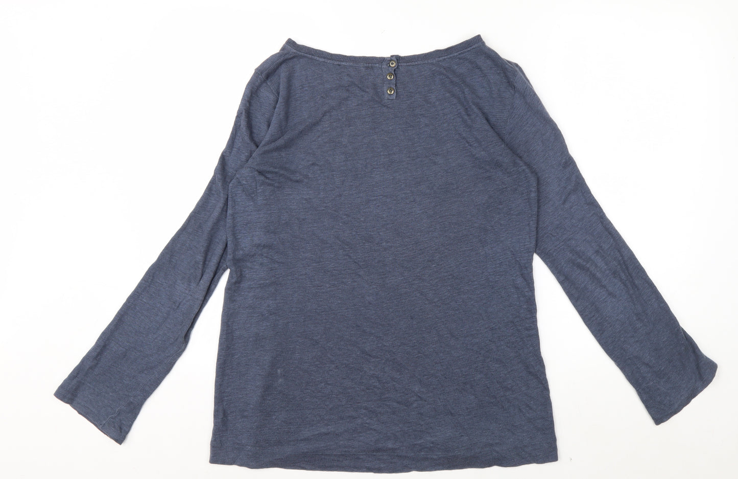 Massimo Dutti Men's Blue Long Sleeve Cotton Casual Top L