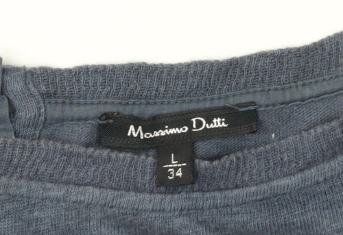 Massimo Dutti Men's Blue Long Sleeve Cotton Casual Top L