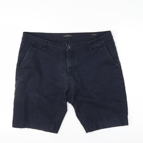 Highlander Men's Blue 34 Chino Shorts Slim Fit Cotton Blend