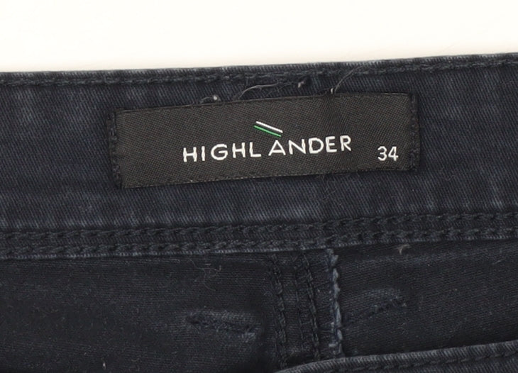 Highlander Men's Blue 34 Chino Shorts Slim Fit Cotton Blend