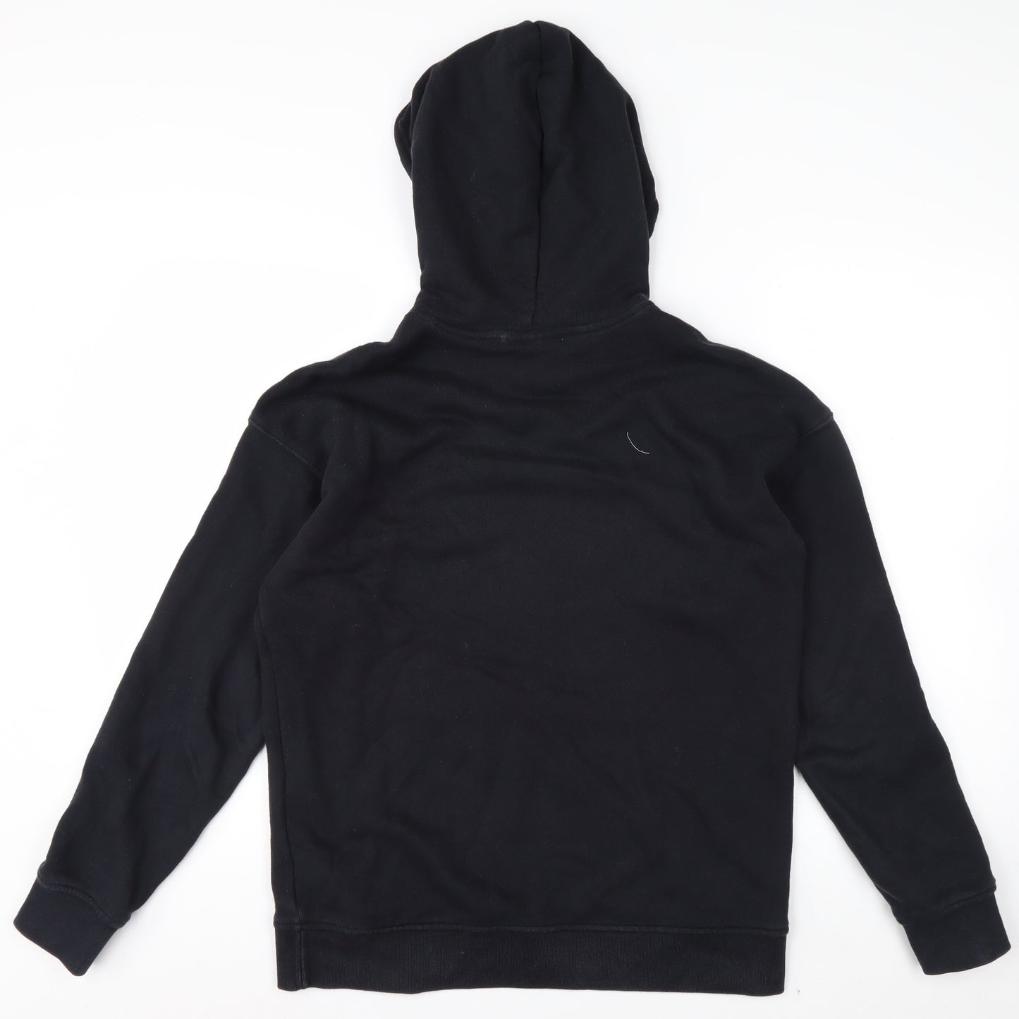 Adidas Womens Black UK 8 Pullover Hoodie Cotton Logo Hooded Sweatshirt