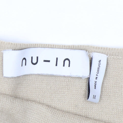 nu-in Women's Beige Embroidered Cropped Knit Tank Top Size M
