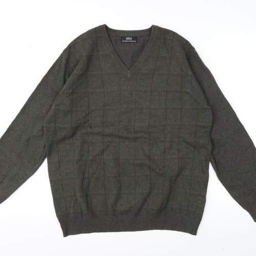 Marks & Spencer Men’s Green Lambswool V-Neck Jumper Medium