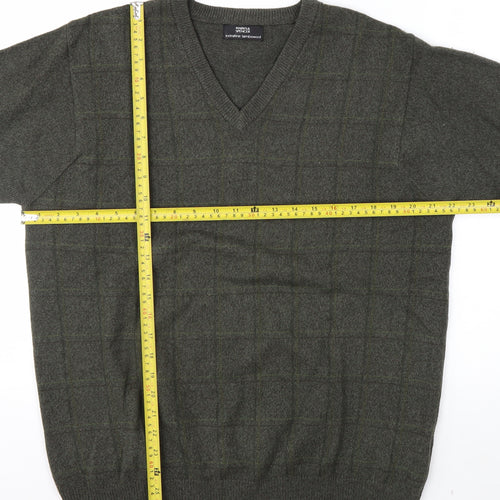 Marks & Spencer Men’s Green Lambswool V-Neck Jumper Medium