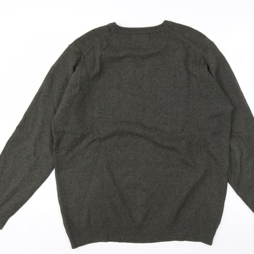 Marks & Spencer Men’s Green Lambswool V-Neck Jumper Medium