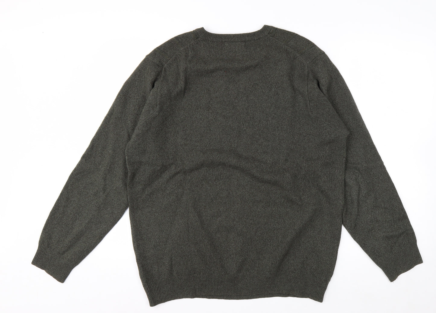 Marks & Spencer Men’s Green Lambswool V-Neck Jumper Medium