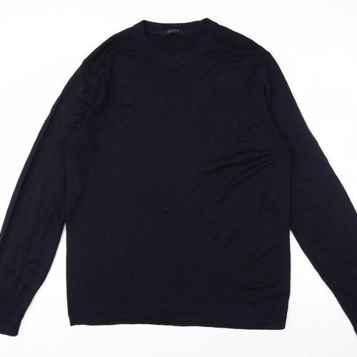 Jaeger Men's Blue Wool Crew Neck Pullover Jumper Size L