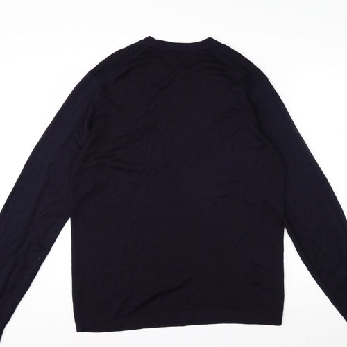 Jaeger Men's Blue Wool Crew Neck Pullover Jumper Size L