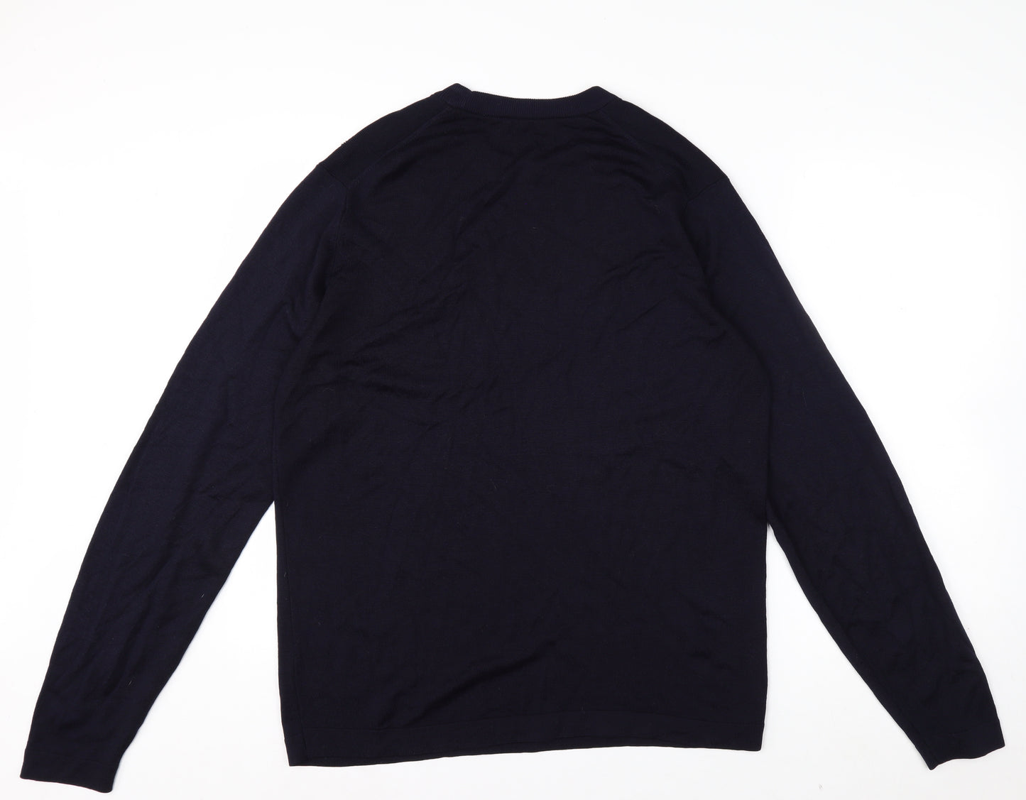 Jaeger Men's Blue Wool Crew Neck Pullover Jumper Size L