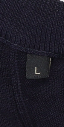 Jaeger Men's Blue Wool Crew Neck Pullover Jumper Size L