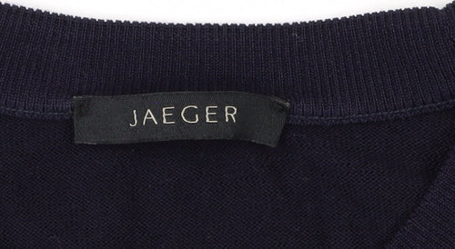 Jaeger Men's Blue Wool Crew Neck Pullover Jumper Size L