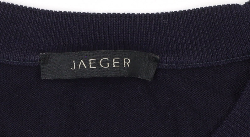 Jaeger Men's Blue Wool Crew Neck Pullover Jumper Size L