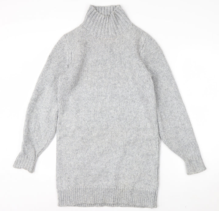 ASOS DESIGN Women's Grey Roll Neck Long Sleeve Knit Jumper Size 8