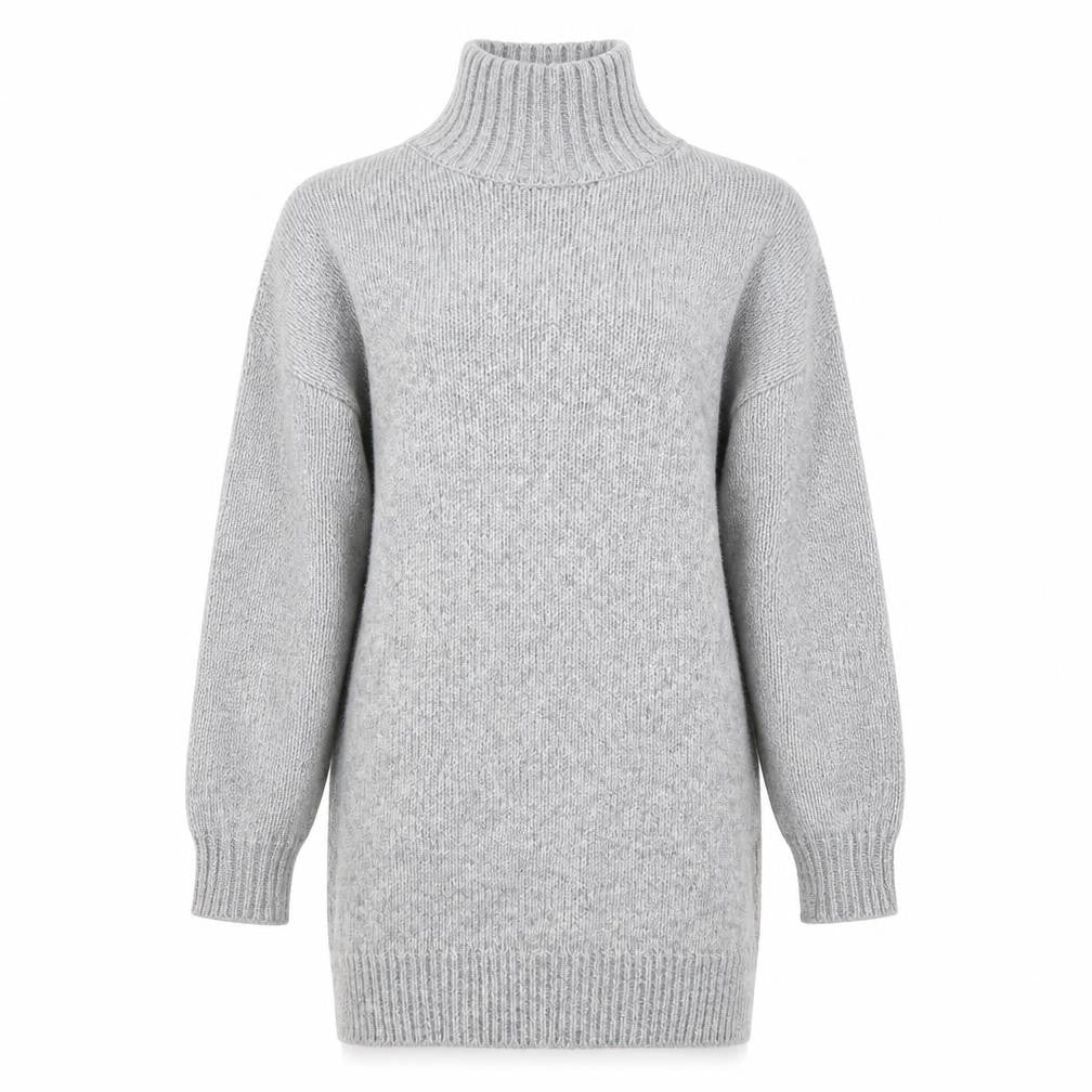 Front view of ASOS DESIGN Women's Grey Roll Neck Long Sleeve Knit Jumper, size 8