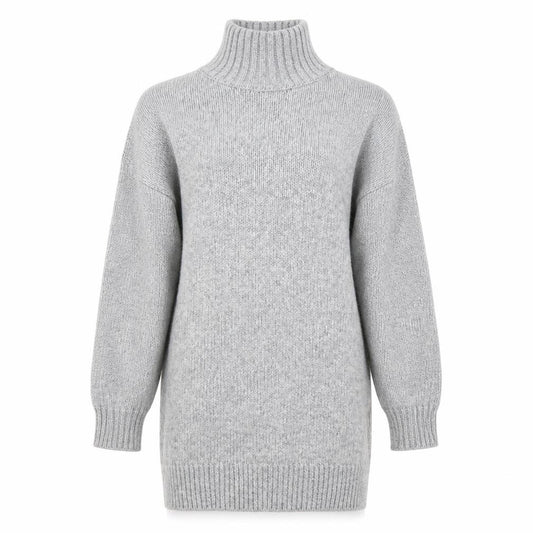 Front view of ASOS DESIGN Women's Grey Roll Neck Long Sleeve Knit Jumper, size 8